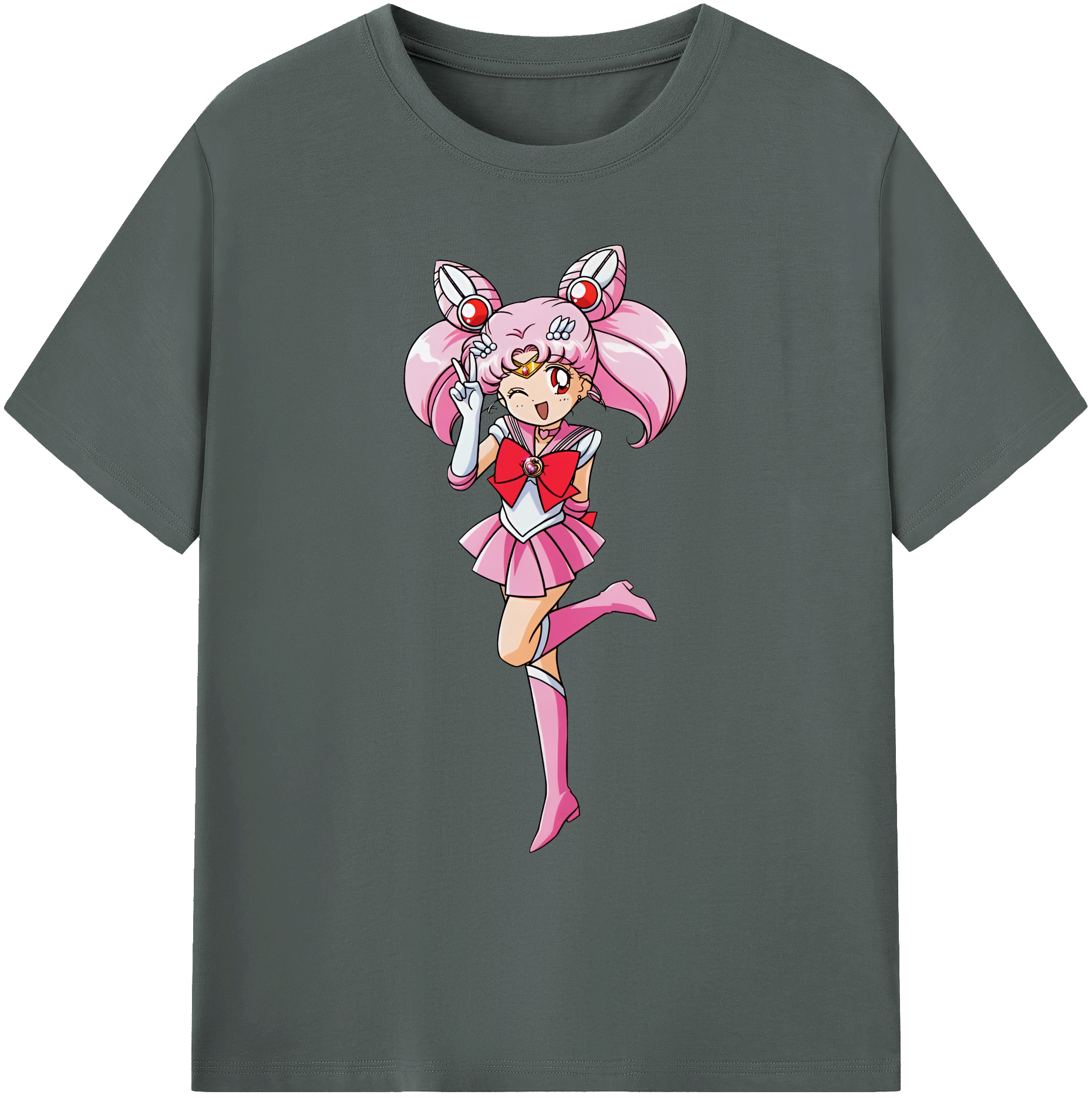 （画像用） 美少女戦士セーラームーン ちびうさ Sailor Moon Chibiusa Tsukino Usagi Small Lady Serenity 綿100％ メンズ半袖Tシャツ｜肌触りやわらか＆通気性